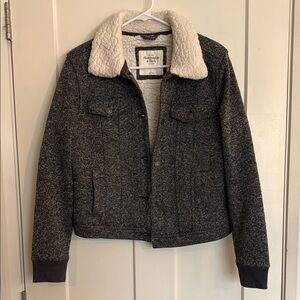 Abercrombie & Fitch Gray Sherpa-Lined Jacket
